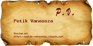 Petik Vanessza névjegykártya
